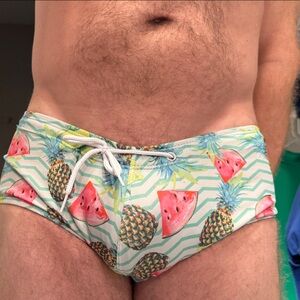 Tropical Fruit Print Men's Swim Trunks